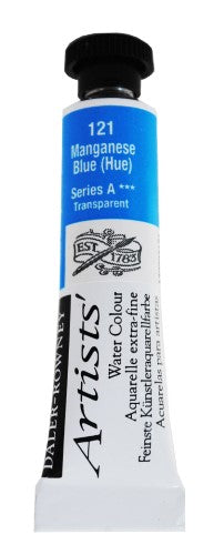 Daler-Rowney 5ml Manganese Blue watercolour tube, featuring rich pigments for vibrant color and excellent blending capabilities.