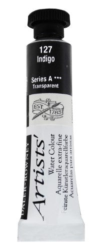 5ml tube of Daler-Rowney Artist Watercolour in Indigo, featuring rich pigment for vibrant washes and excellent lightfastness.