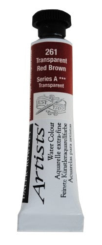 Daler-Rowney 5ml Trans Red Brown watercolour paint tube showcasing rich, vibrant color and excellent mixing ability for artists.
