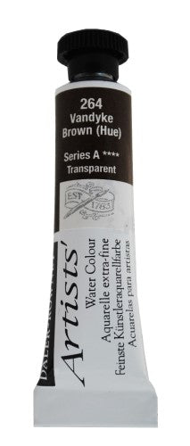 5ml tube of Daler-Rowney Van Dyke Brown watercolour paint, offering rich pigmentation and excellent lightfastness for artists.