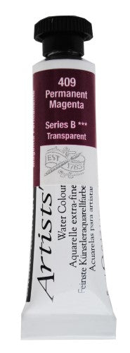 Vibrant 5ml tube of Daler-Rowney Permanent Magenta watercolour, featuring ultra-fine pigments for rich, free-flowing color.