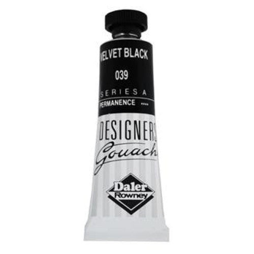 Premium 15ml Velvet Black gouache for vibrant art, offering excellent coverage, smooth application, and lasting color.