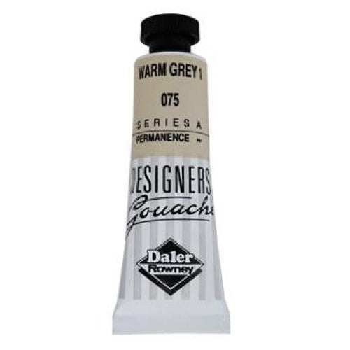 Rowney Gouache 15ml Warm Grey 1: premium opaque paint, exceptional coverage, smooth consistency for artists and designers.