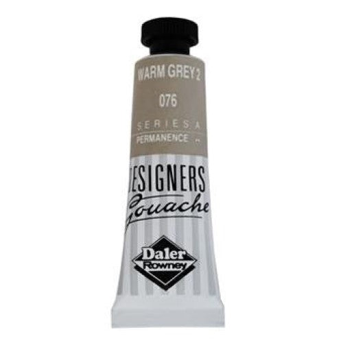 Rowney Gouache 15ml in Warm Grey 2, a vibrant, opaque paint for artists, offering excellent coverage and tinting strength.