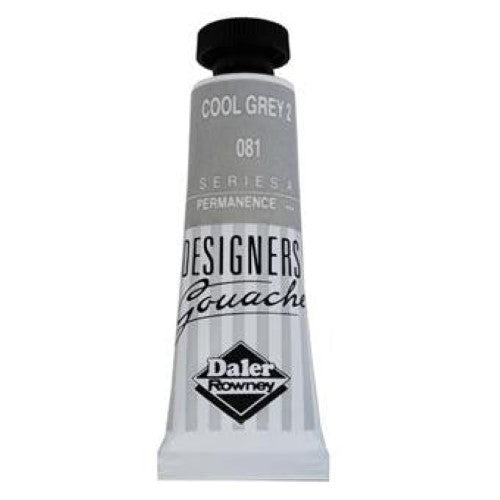Rowney Gouache in Cool Grey 2, a premium 15ml paint, offers rich opacity and excellent covering power for artists.