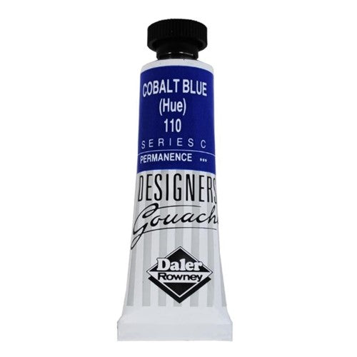 Rowney Gouache 15ml Cobalt Blue (Hue) in a tube, showcasing vibrant opaque color versatile for illustrations and fine art.