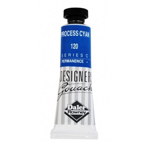 Vibrant 15ml Process Cyan gouache, ideal for artists with excellent opacity and tinting strength for stunning artwork.