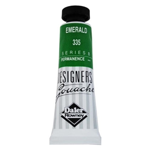 Emerald green Rowney Gouache (15ml) offers vibrant color, excellent opacity, and versatile application for artists and designers.