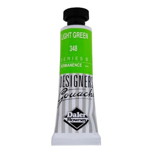 Rowney Gouache 15ml in Light Green, vibrant opaque paint for artists, featuring excellent coverage and tinting strength.