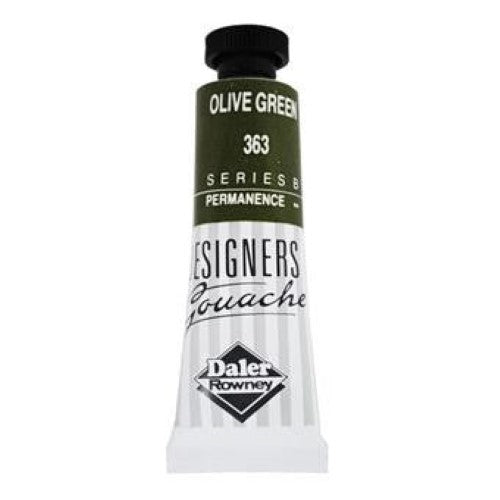 Rowney Gouache 15ml in Olive Green, featuring rich color, excellent coverage, and fine texture for artists and designers.