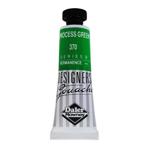 Vibrant 15ml Process Green Rowney Gouache, perfect for artists, offers excellent opacity and tinting strength for vivid artwork.