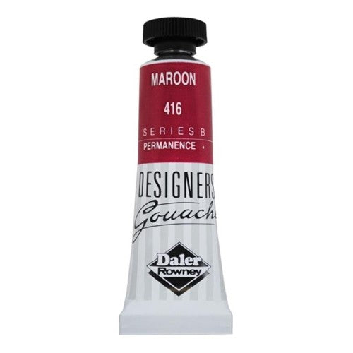 Rowney Gouache 15ml Maroon - vibrant, opaque maroon paint ideal for artists, offering smooth texture and excellent coverage.