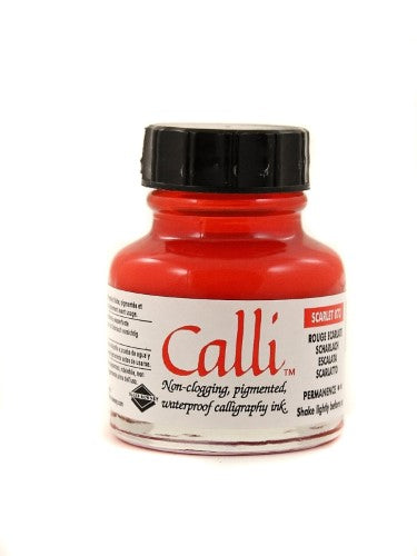 Vibrant 29.5ml Rown Calli Ink in Scarlet, ideal for smooth, waterproof calligraphy with excellent flow and color strength.