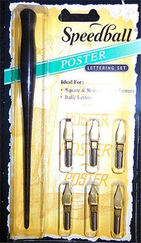 Speedball Poster Pen Set 2963 featuring 6 versatile nibs for precision in calligraphy and decorative designs.