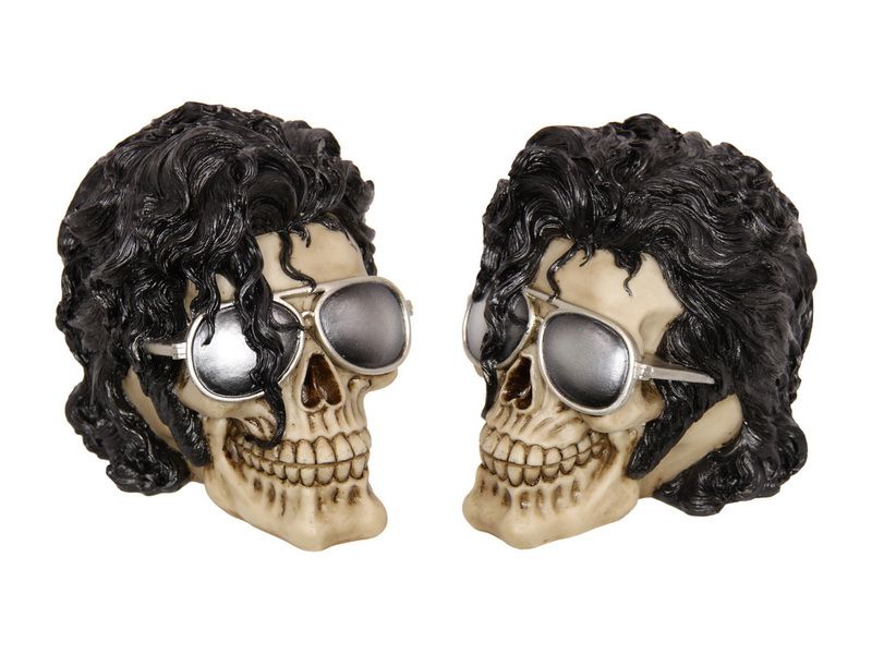 Set of 2 Michael Jackson Skull ornaments, 16cm each, vibrant and detailed for unique holiday decor and music nostalgia.