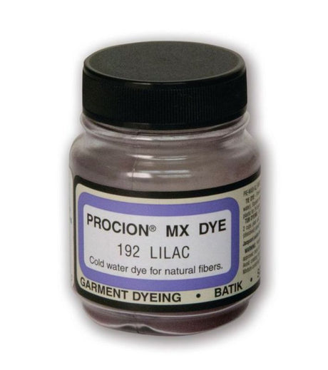Vibrant Jacquard Lilac Procion MX dye in 18.71g, ideal for cold water dyeing on cotton and linen fabrics.