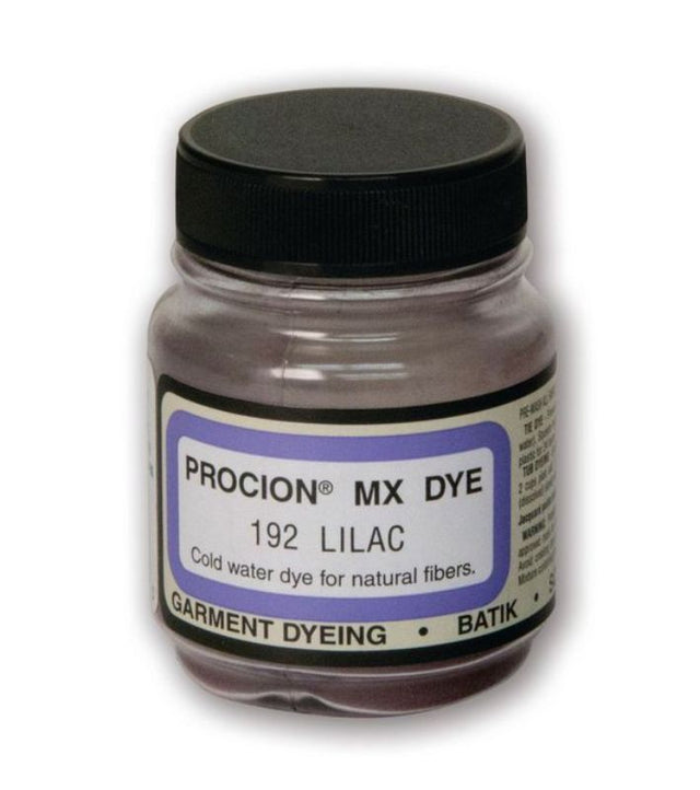 Vibrant Jacquard Lilac Procion MX dye in 18.71g, ideal for cold water dyeing on cotton and linen fabrics.