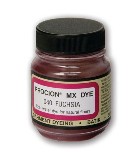 Vibrant Jacquard Fuchsia 040 Procion MX dye powder for fiber-reactive textile projects, 18.71g, ideal for cold-water dyeing.