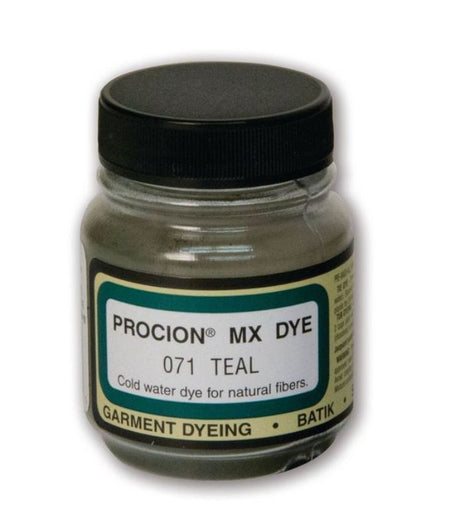 Bright Jacquard Teal Procion MX dye (18.71g) for vibrant cold-water dyeing on cotton and linen, perfect for creative projects.