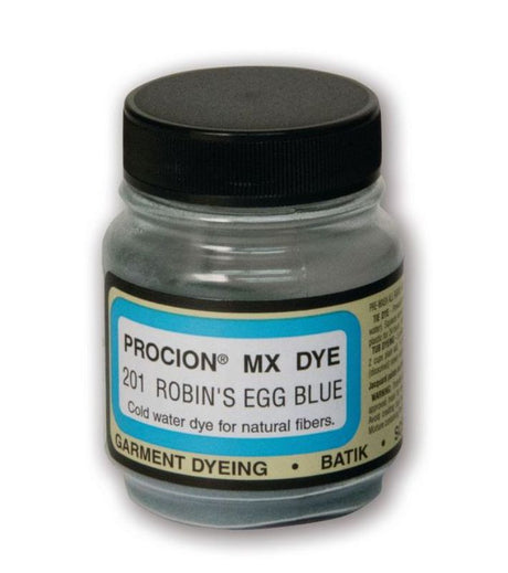 Vibrant Jacquard Robin's Egg Blue Procion MX Dye for fabric, ideal for creative projects like tie dye and batik.
