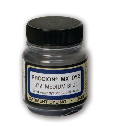 Vibrant PROCION MX dye in Medium Blue (18.71g) for creative fabric dyeing, ideal for tie-dye, batik, and shibori techniques.