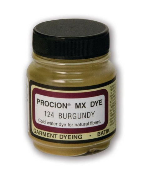Premium PROCION MX JACQUARD BURGUNDY 124 dye powder, perfect for versatile fabric art projects, offering vibrant, long-lasting color.