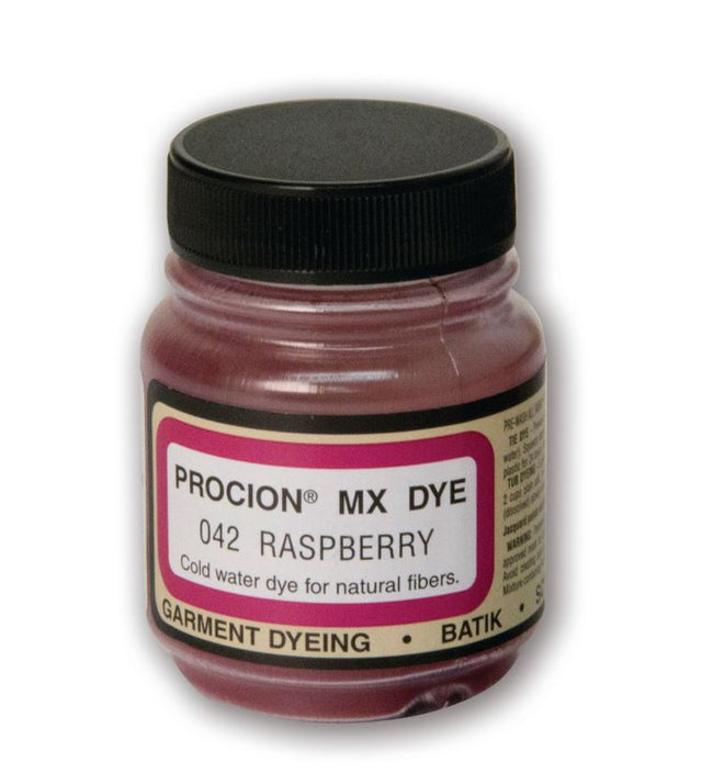 Vibrant JACQUARD RASPBERRY Procion MX Dye (18.71g) for cold water fabric dyeing on cotton, linen, and rayon. Perfect for creative projects.