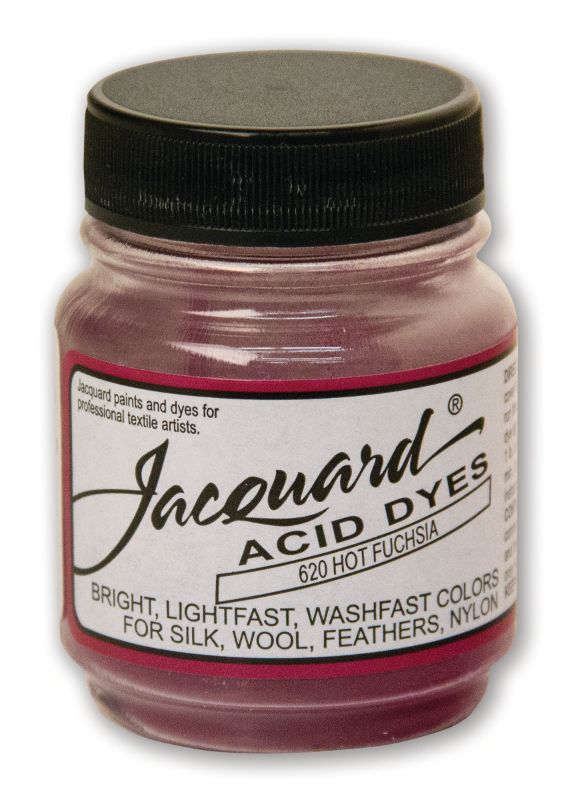 Bright Hot Fuchsia acid dye powder for vibrant, long-lasting color on silk, wool, and protein fibers; perfect for creative projects.