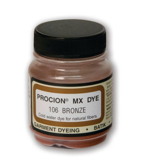 Vibrant bronze fiber-reactive dye powder for cold water applications on cotton, linen, and other cellulosic fabrics.