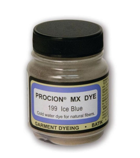 Cold water Procion MX Dye in Ice Blue, 18.71g, ideal for vibrant fabric dyeing techniques like tie dye and immersion.
