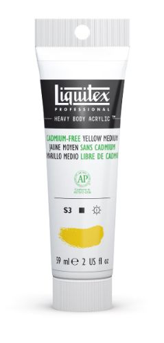 Liquitex Heavy Body Acrylic 59ml in vibrant yellow, featuring thick consistency for textured applications and brilliant color retention.