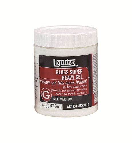 Liquitex Gloss Super Heavy Gel Medium in 473ml, offering thick, clear texture and excellent adhesion for acrylic painting.