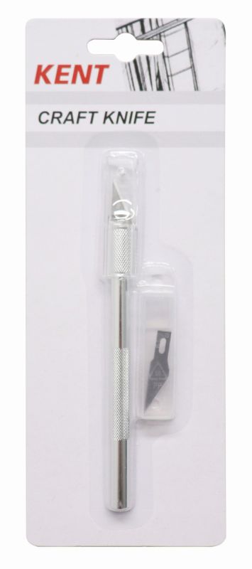 KENT Craft Knife with textured grip, includes cap and 2 blades, ideal for precision cutting in arts and crafts projects.