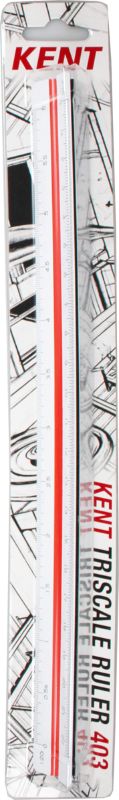 Kent Scale Rulers (Triangular Scale 409) feature 6 color-coded calibrated faces for precise architectural measurements.