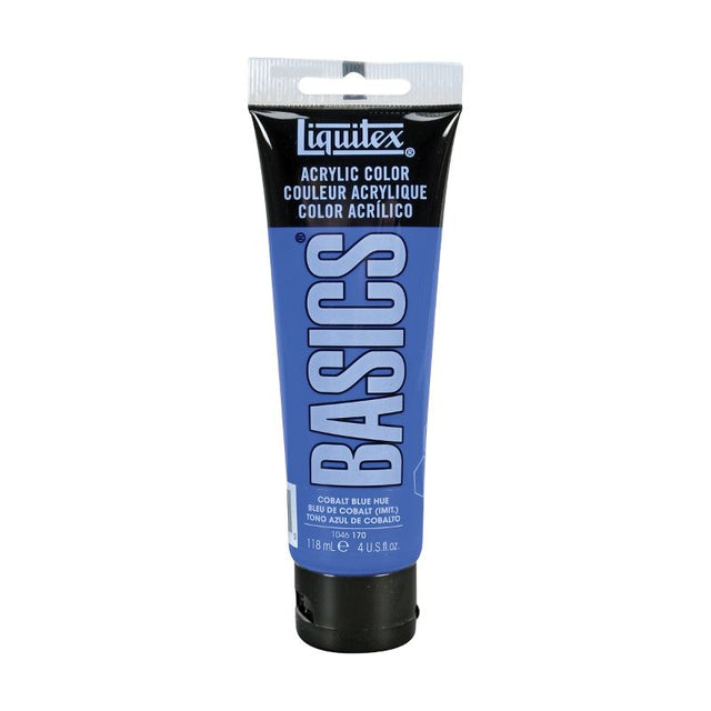 Cobalt Blue Hue acrylic paint in 118ml tube, thick and creamy with satin finish, perfect for artists and mixing colors.