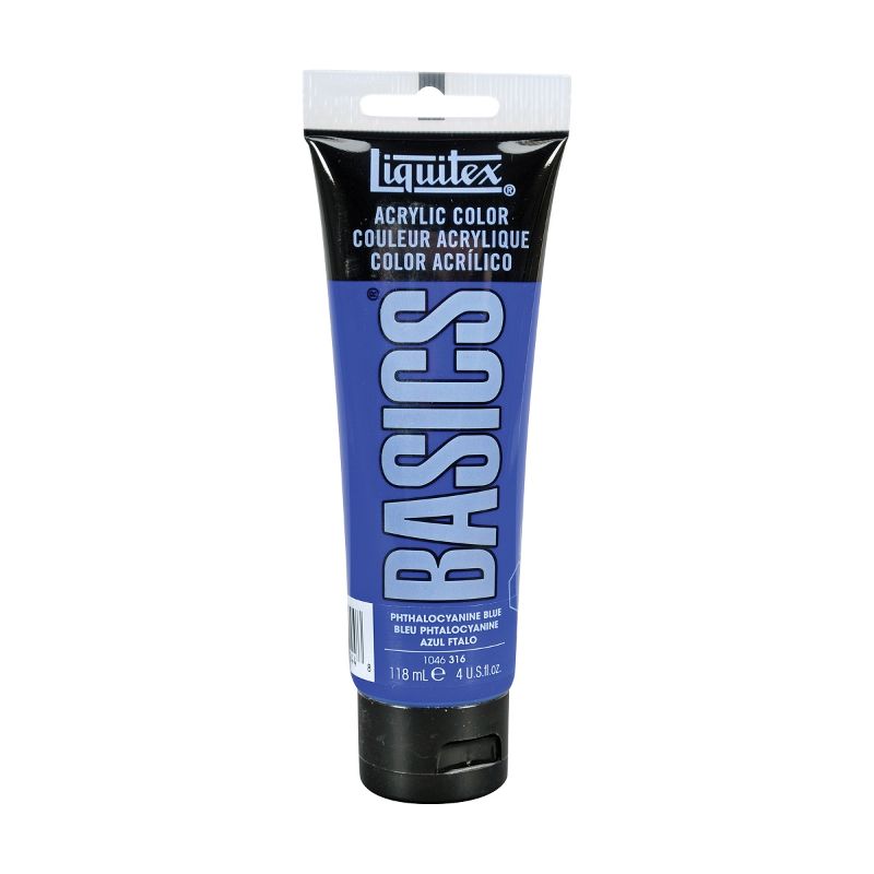 Acrylic paint tube in Phthalo Blue, 118ml, featuring thick consistency, satin finish, and rich pigment for versatile artistry.