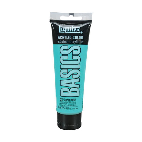 Bright Aqua Green 118ml tube of Liquitex Basics Acrylic Paint, perfect for vibrant artworks and color mixing techniques.