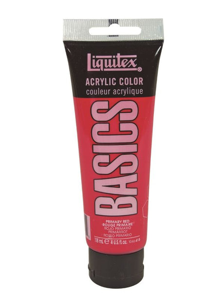Acrylic paint tube in Primary Red, 118ml, thick and creamy with satin finish, ideal for vibrant art and color mixing.