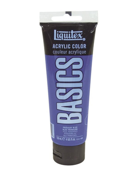 Thick and creamy Primary Blue acrylic paint in a 118ml tube, ideal for artists of all levels.