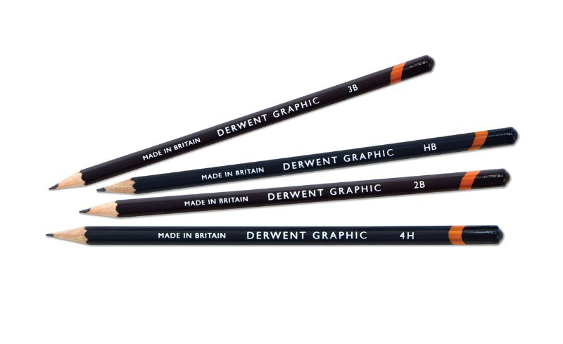Derwent Graphic Pencil (9H) features a hexagonal black barrel and fine graphite for precise, crisp lines in artistic creations.