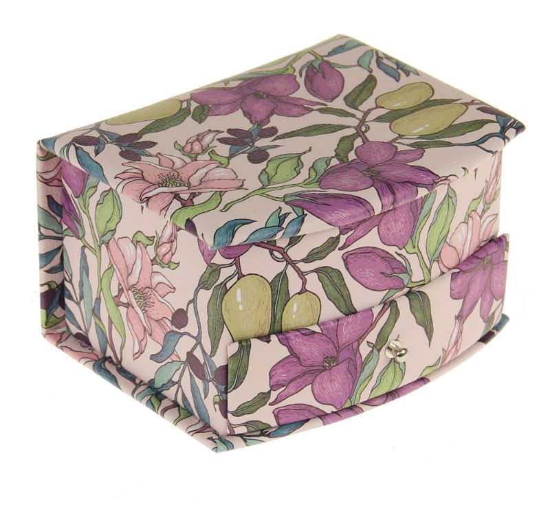 Jewellery Box - Curved Front Flowers PU Small (14.5)
