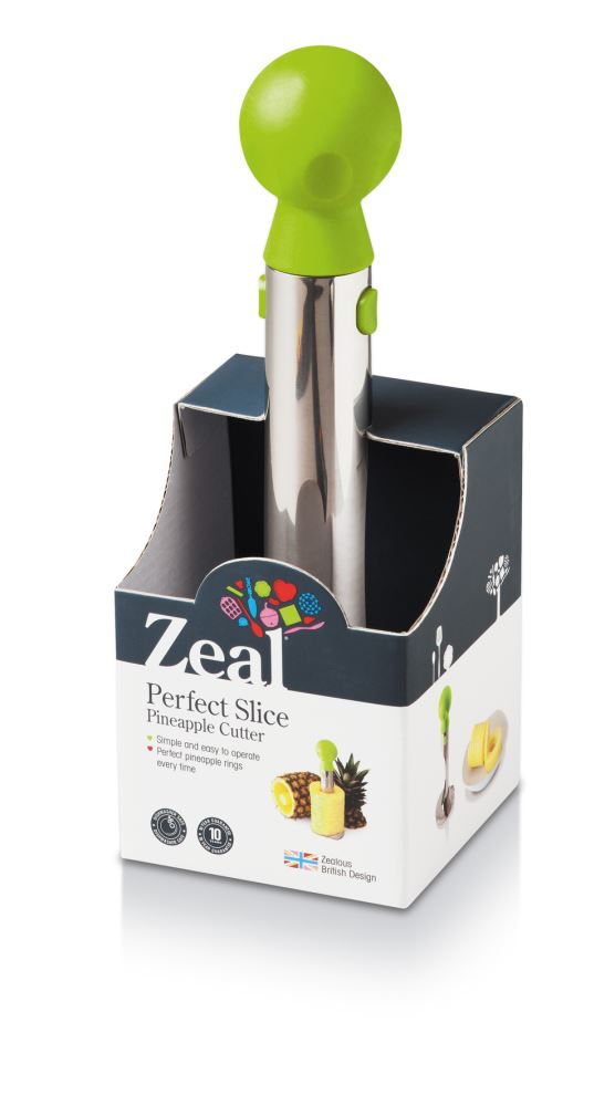 Zeal Pineapple Cutter: ergonomic design with stainless steel blade for quick, mess-free slicing of fresh pineapple rings.