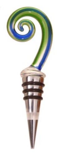 Kiwiana Frond Glass Bottle Stop, 140mm long, showcasing unique frond design, perfect for wine lovers and as a decorative gift.