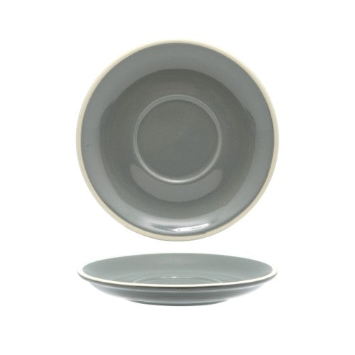 Elegant set of 6 Rockingham Grey cappuccino saucers, 14.5cm, perfect for enhancing coffee experiences and table aesthetics.
