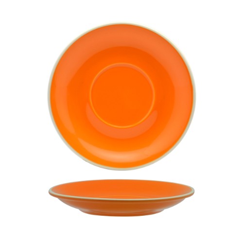 Vibrant orange latte saucer set of 6, perfect for enhancing coffee presentation and adding style to any dining occasion.