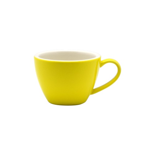 Rockingham Yellow Flat White tea cup set, 170ml each, featuring vibrant yellow porcelain for elegant tea or coffee service.