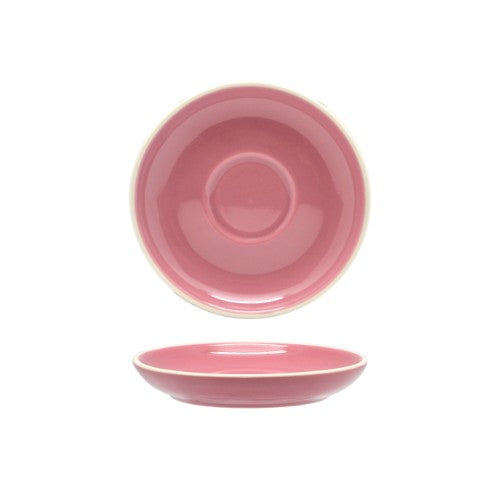 Set of 6 12cm Rockingham Pink Espresso Saucers, elegantly crafted for stylish coffee service.
