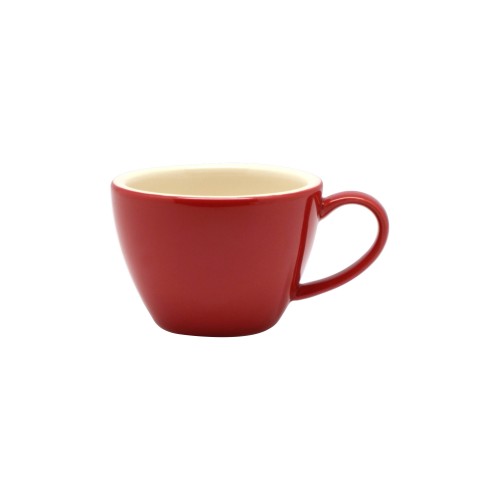 Rockingham Red Flat White/Tea Cup set of 6, elegant porcelain cups with vibrant red color, perfect for tea and coffee.