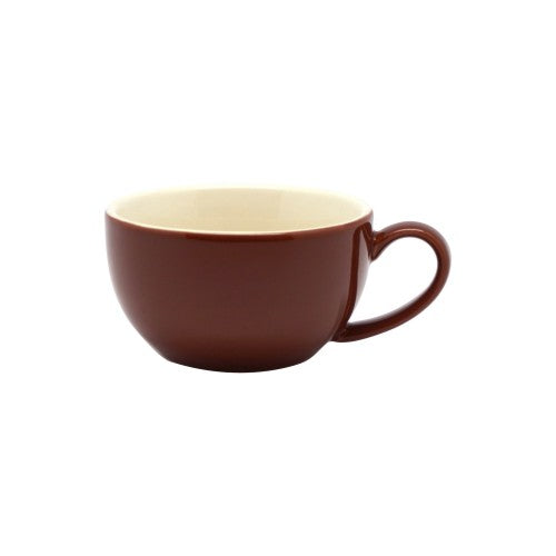 Set of 6 stylish brown 200ml cappuccino cups, crafted from quality porcelain, perfect for elegant coffee experiences.