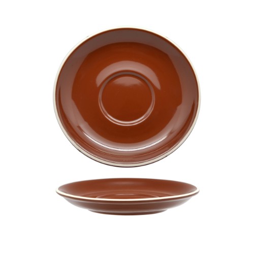 Elegant brown porcelain saucers, set of 6, perfect for long black or flat white coffee, stylish for any occasion.